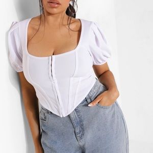 Plus Hook And Eye Puff Sleeve Corset